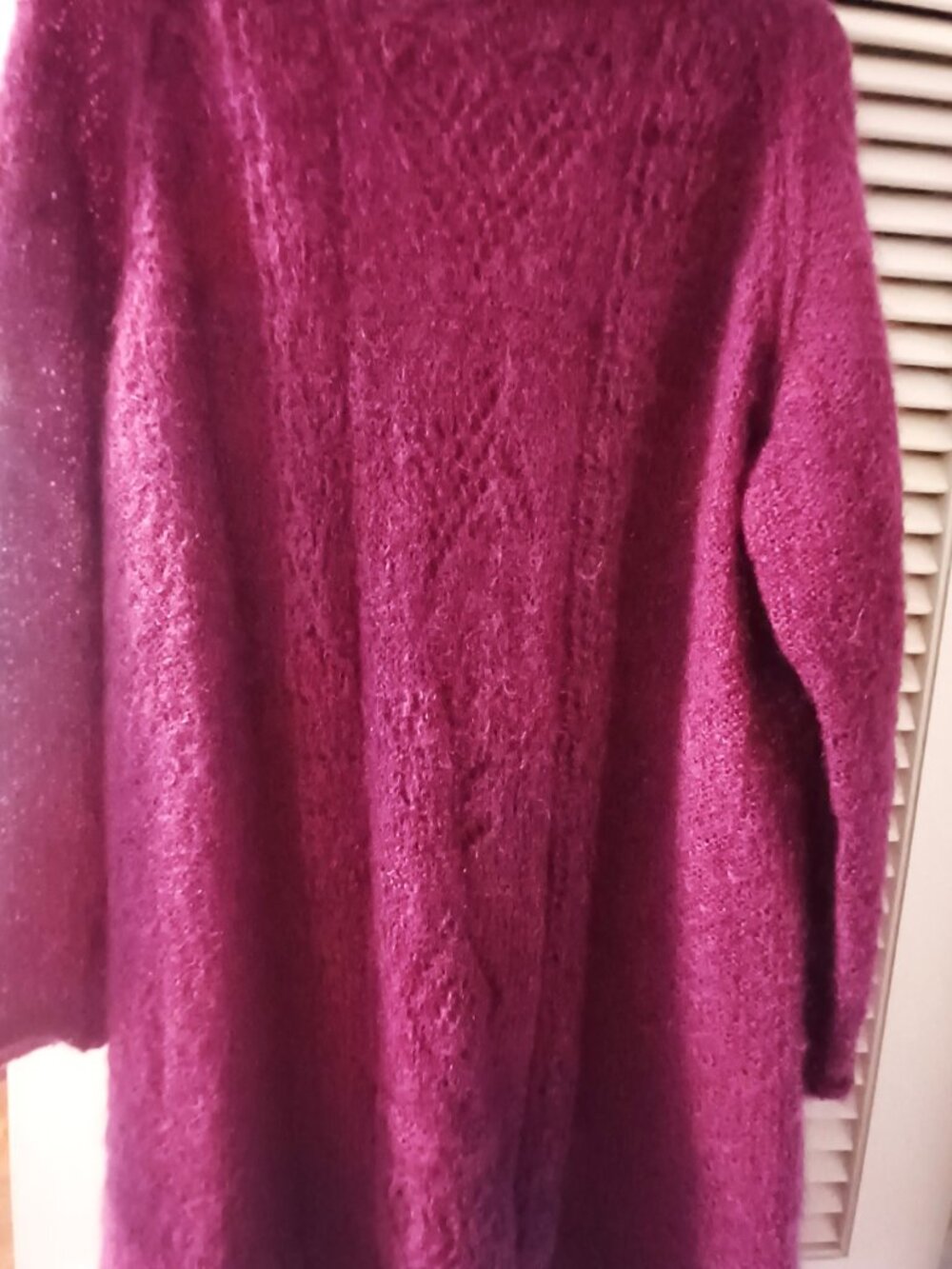 Pure Mohair Yarn Plum Raspberry Sweater Dress/Tunic Handmade L/XL - Picture 2 of 10